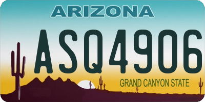 AZ license plate ASQ4906