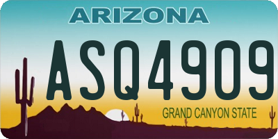 AZ license plate ASQ4909