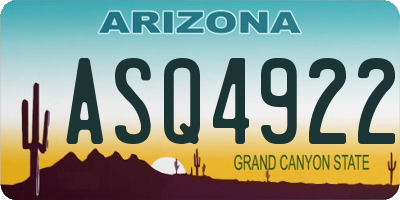 AZ license plate ASQ4922