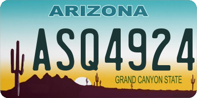 AZ license plate ASQ4924