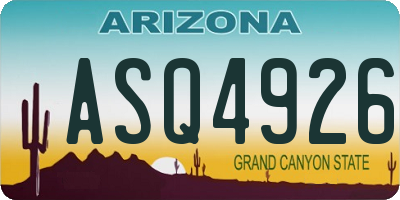 AZ license plate ASQ4926