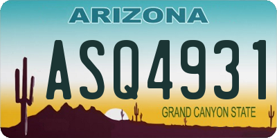 AZ license plate ASQ4931