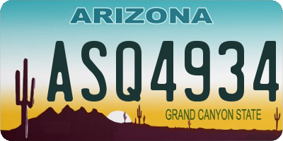 AZ license plate ASQ4934