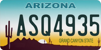 AZ license plate ASQ4935