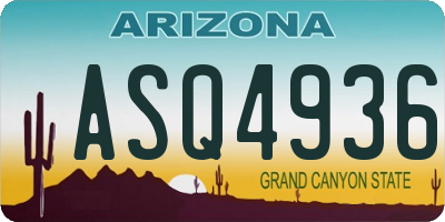 AZ license plate ASQ4936
