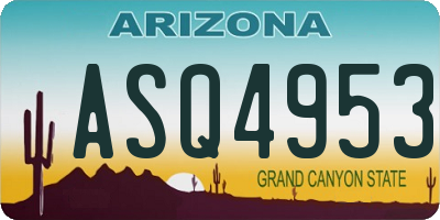 AZ license plate ASQ4953