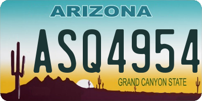 AZ license plate ASQ4954