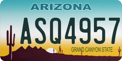 AZ license plate ASQ4957