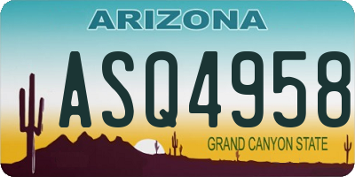 AZ license plate ASQ4958
