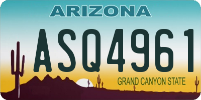 AZ license plate ASQ4961