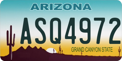 AZ license plate ASQ4972
