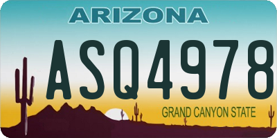 AZ license plate ASQ4978