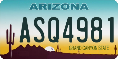 AZ license plate ASQ4981