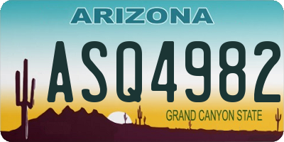 AZ license plate ASQ4982