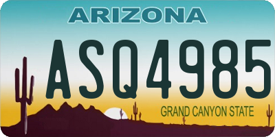 AZ license plate ASQ4985