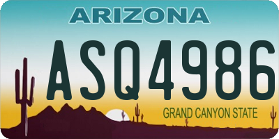 AZ license plate ASQ4986