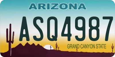 AZ license plate ASQ4987