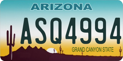 AZ license plate ASQ4994