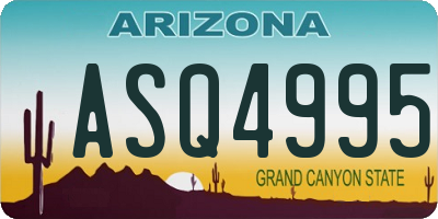 AZ license plate ASQ4995