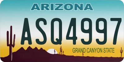 AZ license plate ASQ4997