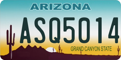 AZ license plate ASQ5014