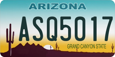 AZ license plate ASQ5017