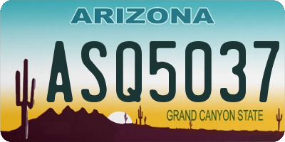 AZ license plate ASQ5037