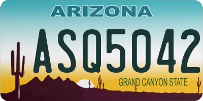 AZ license plate ASQ5042