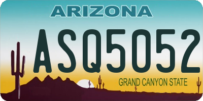 AZ license plate ASQ5052