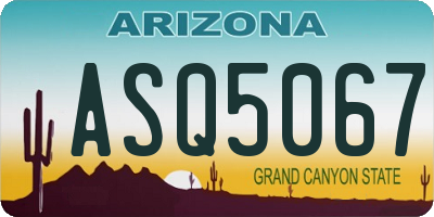 AZ license plate ASQ5067