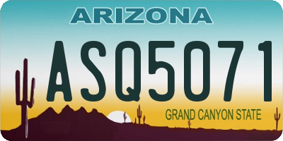 AZ license plate ASQ5071