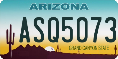 AZ license plate ASQ5073