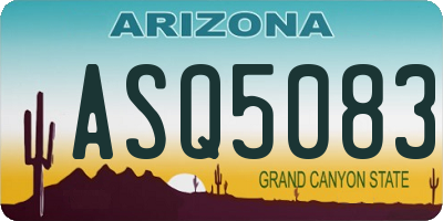 AZ license plate ASQ5083