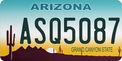 AZ license plate ASQ5087