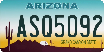 AZ license plate ASQ5092