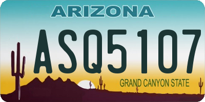 AZ license plate ASQ5107