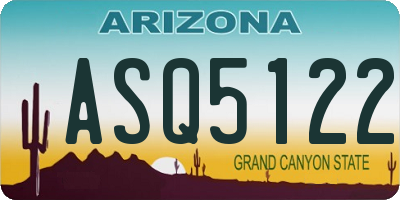 AZ license plate ASQ5122