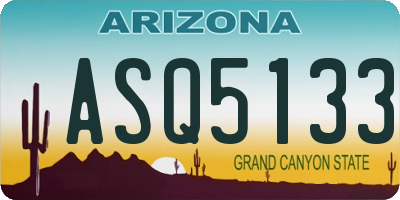 AZ license plate ASQ5133
