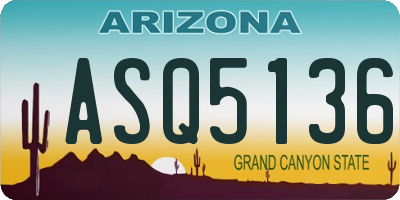 AZ license plate ASQ5136