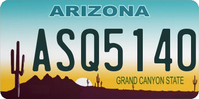 AZ license plate ASQ5140