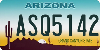 AZ license plate ASQ5142