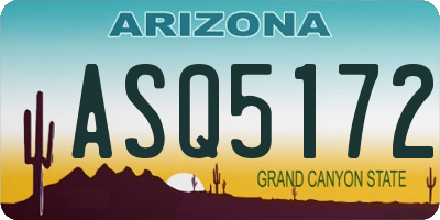 AZ license plate ASQ5172