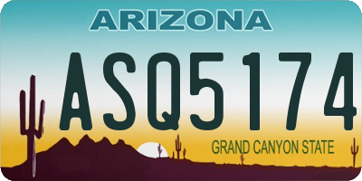 AZ license plate ASQ5174