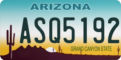 AZ license plate ASQ5192