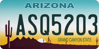 AZ license plate ASQ5203