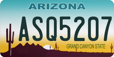 AZ license plate ASQ5207