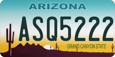 AZ license plate ASQ5222