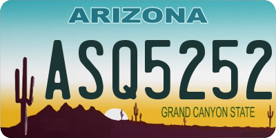 AZ license plate ASQ5252
