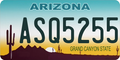 AZ license plate ASQ5255