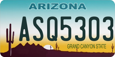 AZ license plate ASQ5303